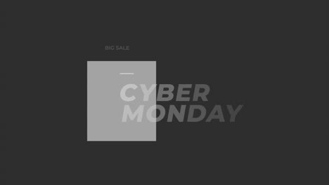 animation intro text cyber monday on black fashion and minimalism background with geometric grey shape