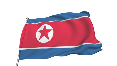 bandera de corea del norte con estructura de tela en el viento, con un canal alfa (semi-transparente, en bucle)