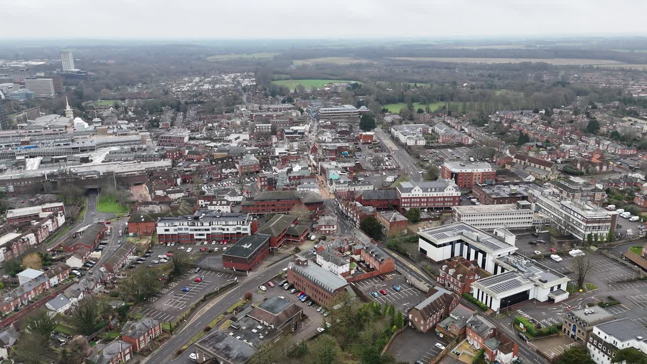 Basingstoke town centre England drone,aerial high angle 2025