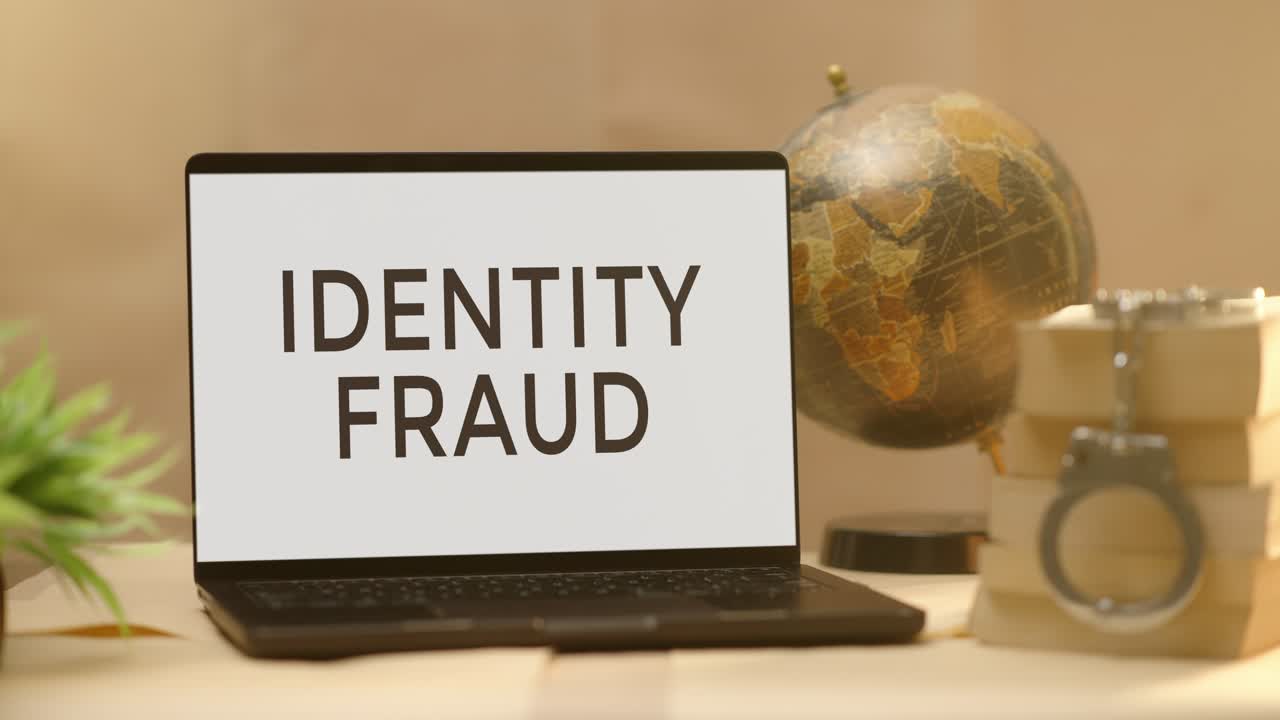 IDENTITY FRAUD DISPLAYED IN LEGAL LAPTOP SCREEN