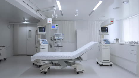 modern hospital room with medical equipment