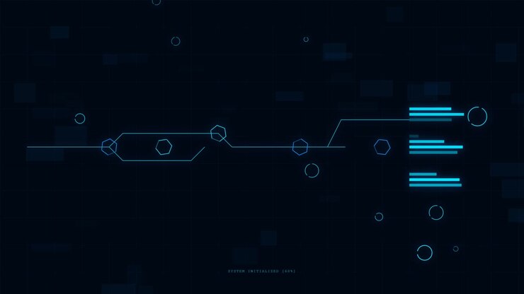 Futuristic Digital Interface Loading Sequence with Data Visualization