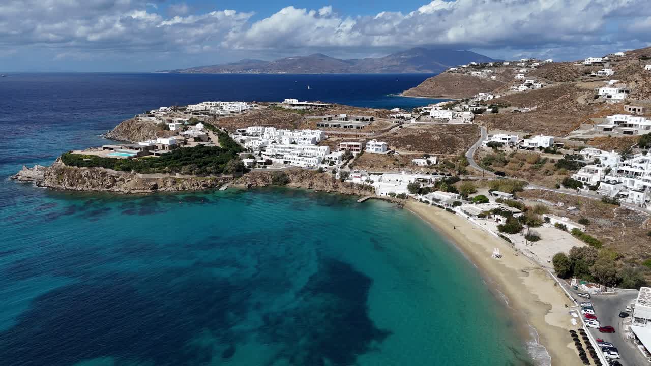 luxury homes and rental properties on the rugged coastline of Mykonos, Greece