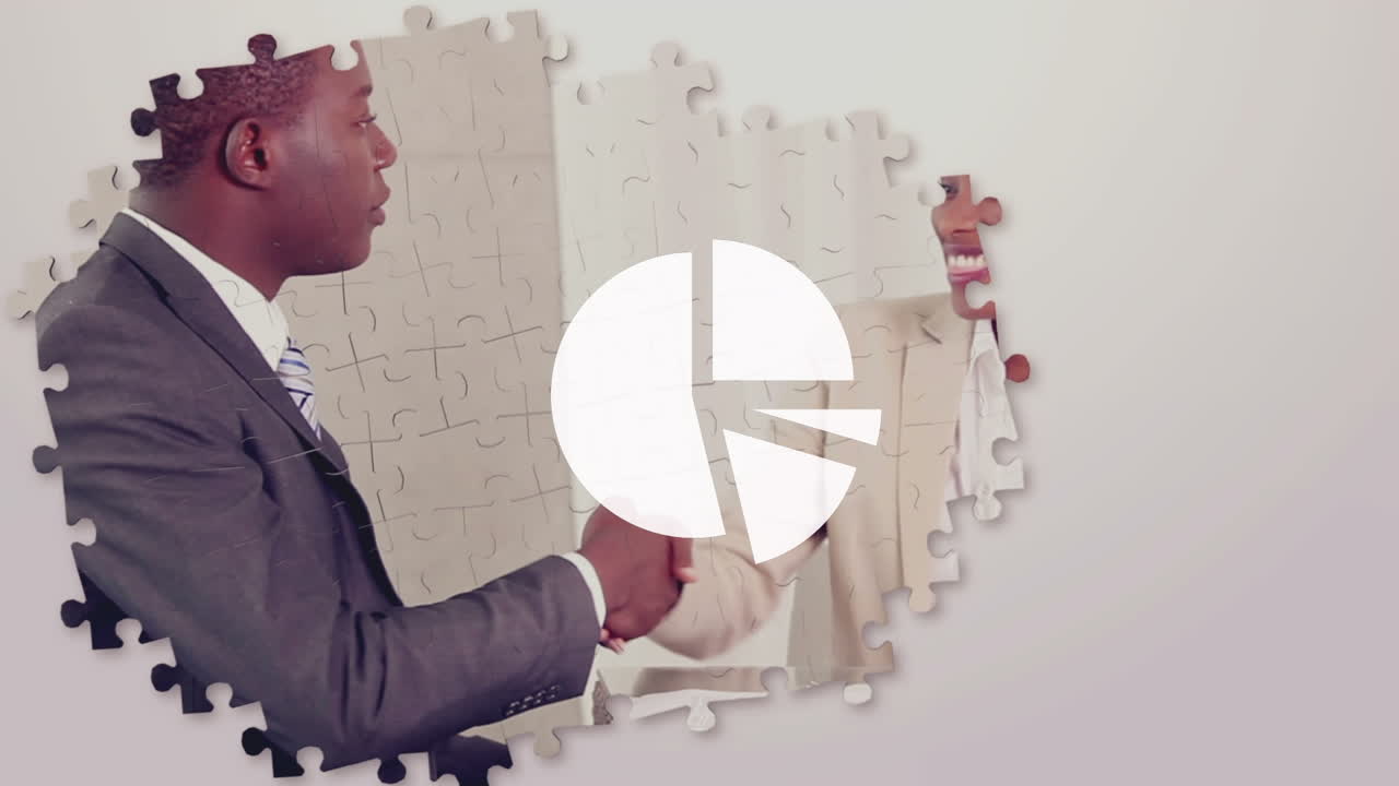 Animation of diagram over diverse business people