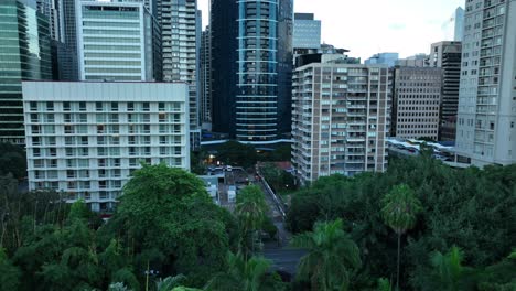 aerial footage of brisbane cbd from above botanical