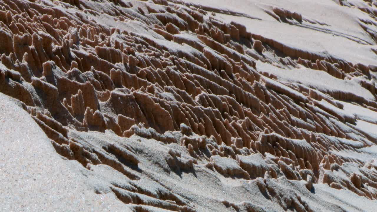 Close-up of eroded sand formations