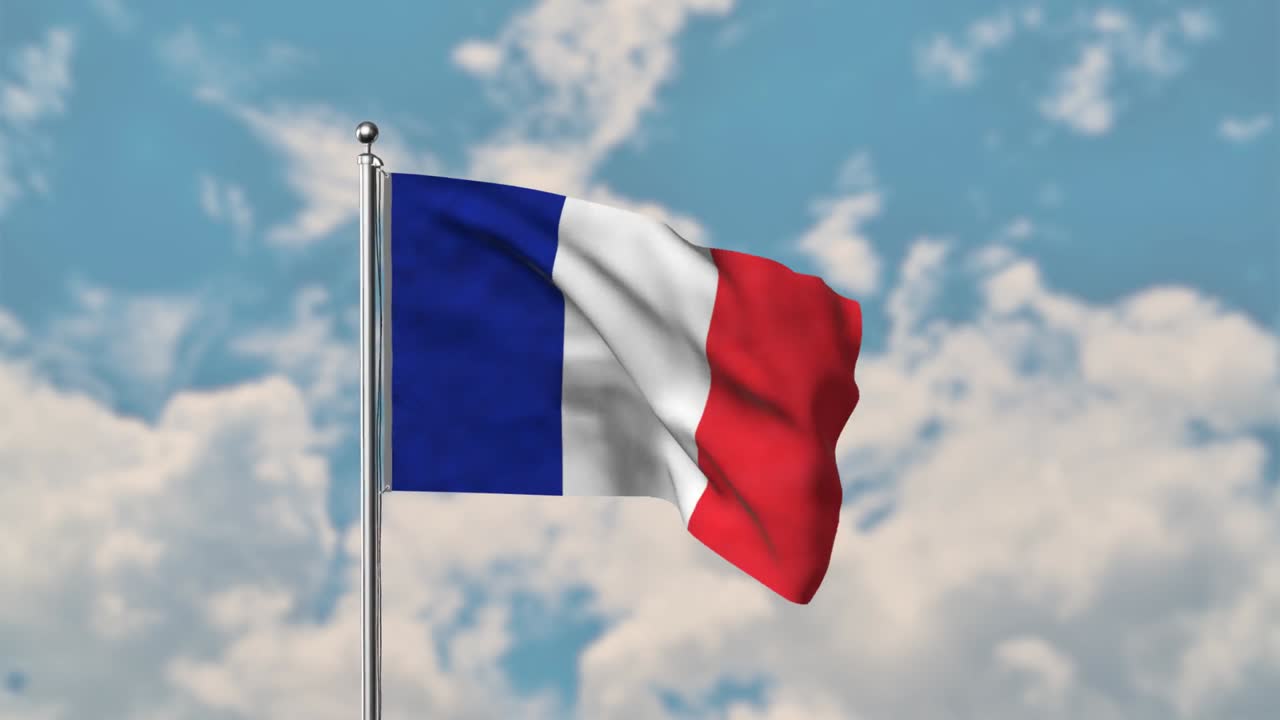 푸른 하늘에 펄럭이는 세인트 마틴 깃발 현실적인 4k 비디오