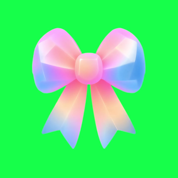 Animated Iridescent Crystal Bow on Green Screen