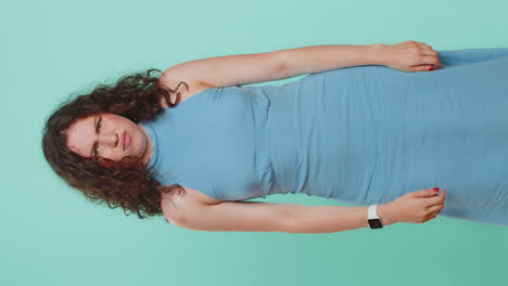 upset attractive young woman girl showing thumbs down sign gesture disapproval dissatisfied dislike