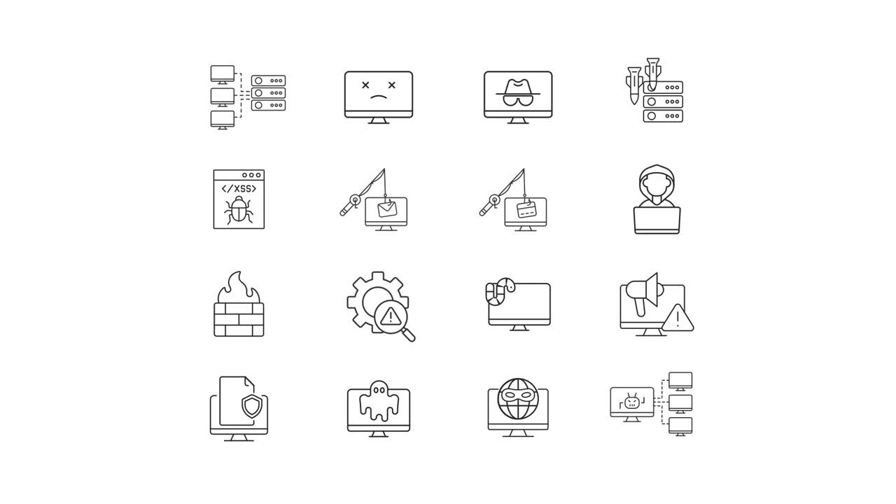 Cybersecurity Threats and Vulnerabilities Icons