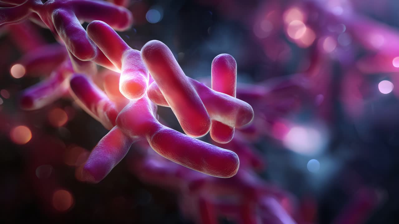 Vibrant Microscopic View of Bacteria Featuring Colorful Rod-Shaped Structures Representing Life Forms at a Cellular Level in a Digital Visualization