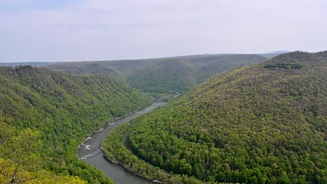 pan reveal of new river gorge national park landscape, west virginia