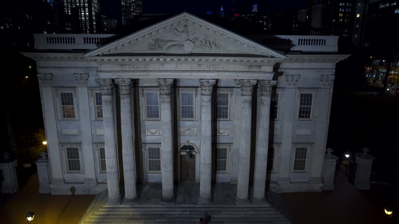 Drone Nighttime Shot of First Bank of Philadelphia