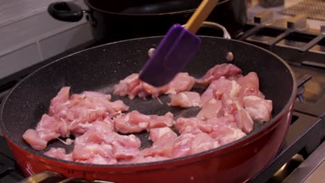 pollo cocinado en una sartén