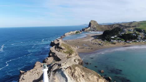 world famous international castlepoint lighthouse spot new zealand aerial