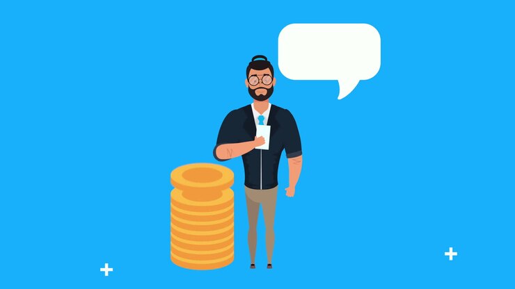 geschäftsmann mit smartphone und münzen