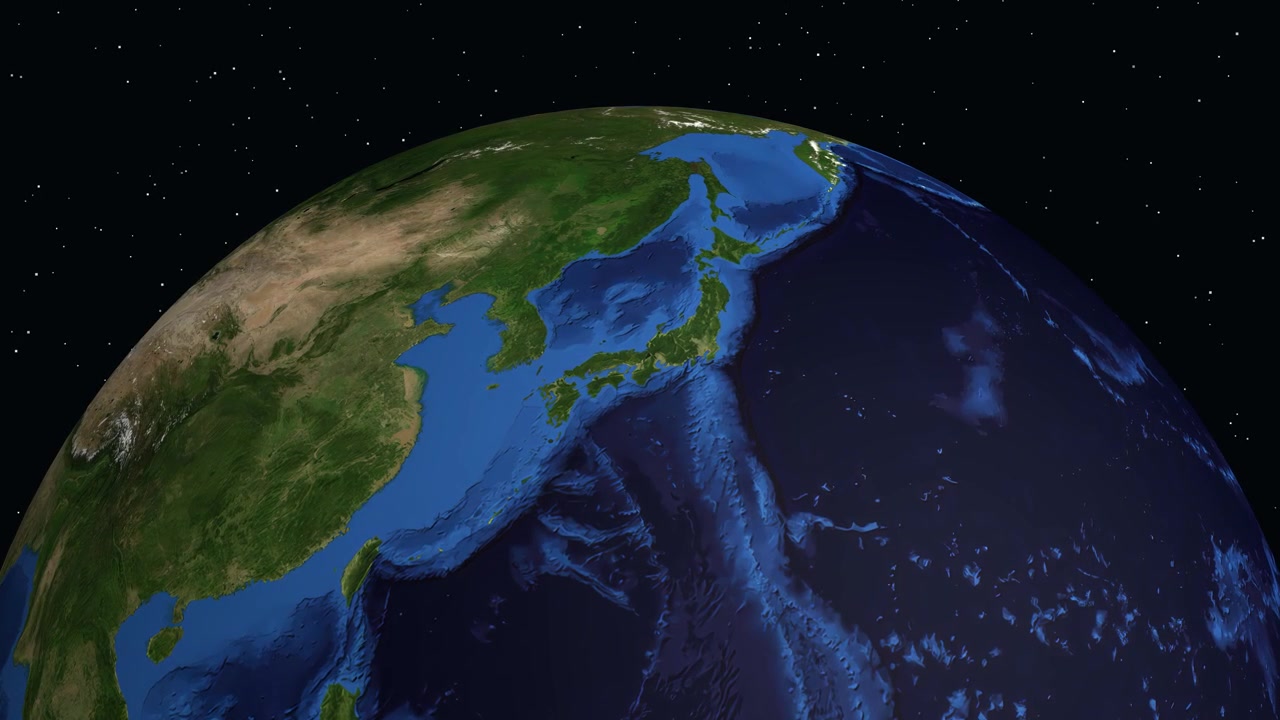 Animazione digitale che zooma dallo spazio esterno su un indicatore di mappa specifico sopra Kyoto, Giappone.