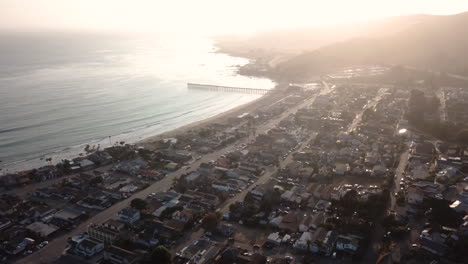 sunset over a beach town