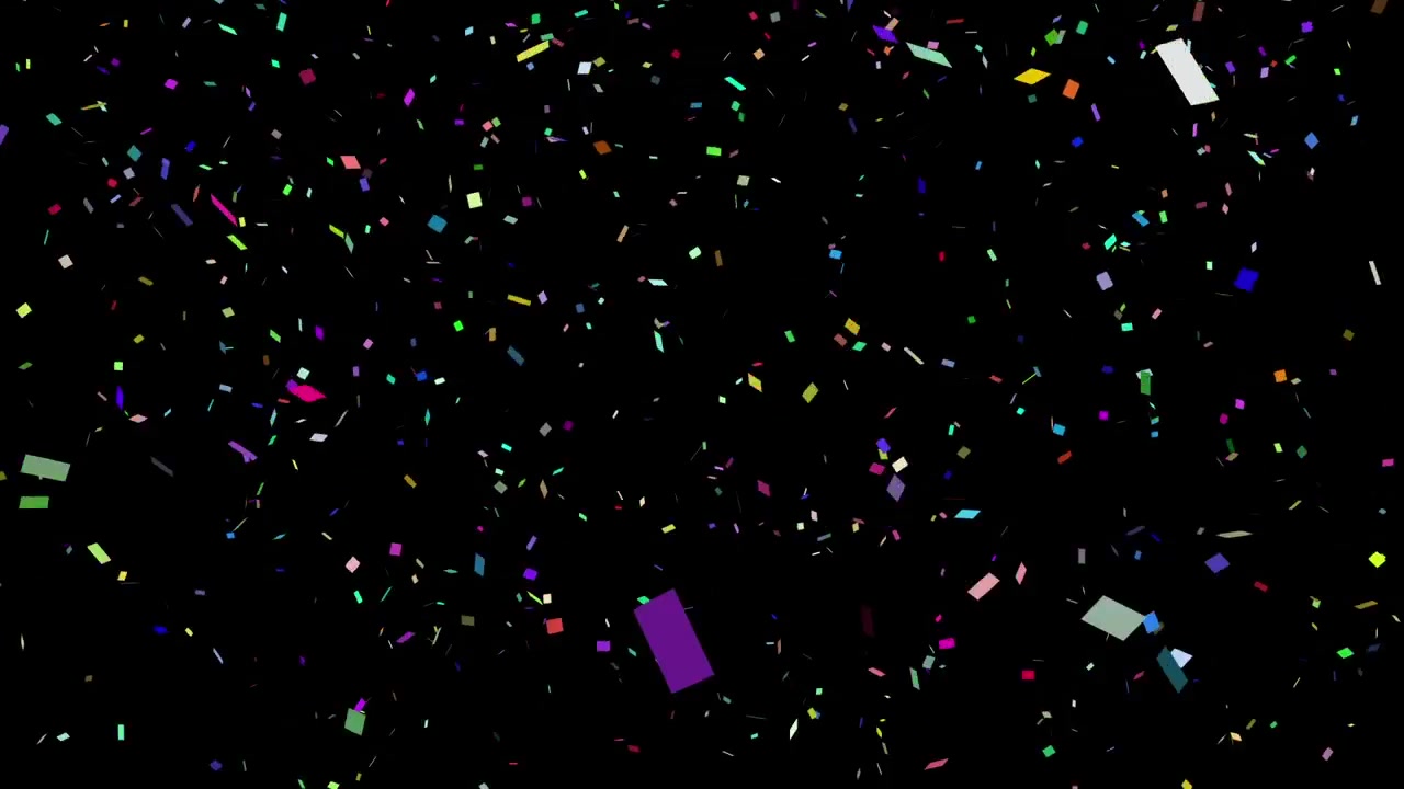 Animazione di coriandoli che cadono su sfondo nero a Natale