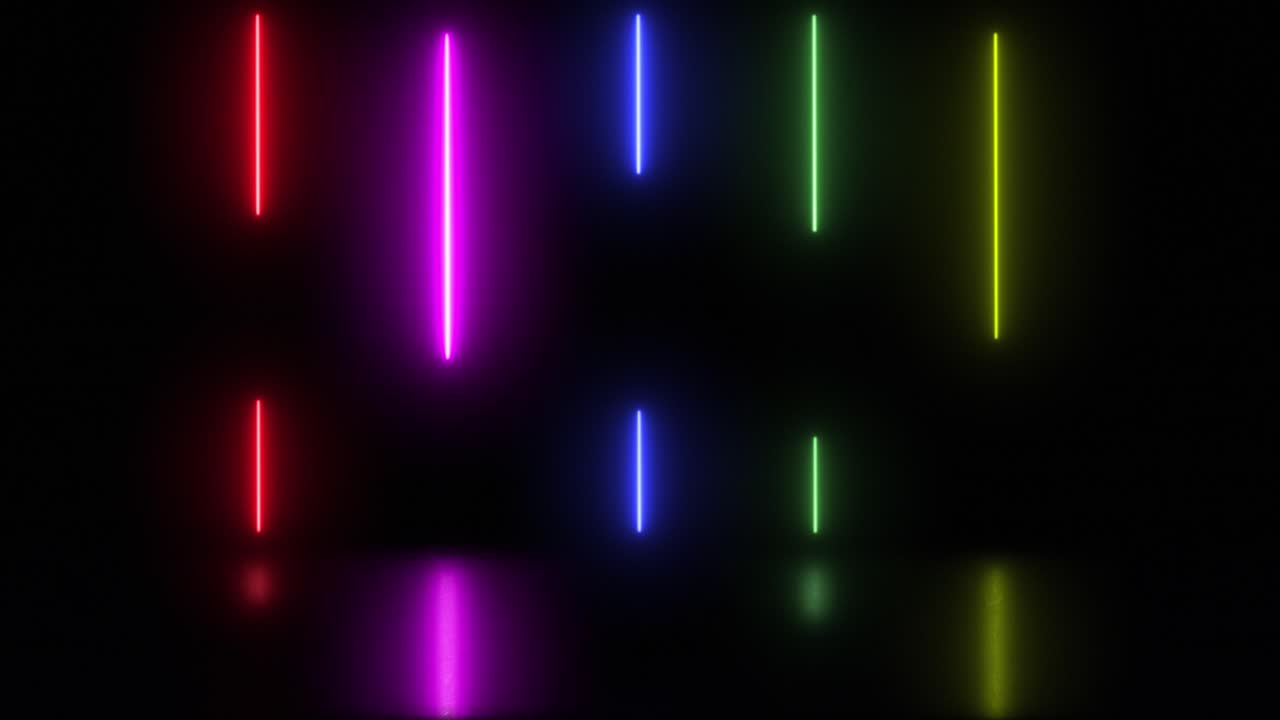 Abstract colorful background animation with bright neon rays and glowing lines