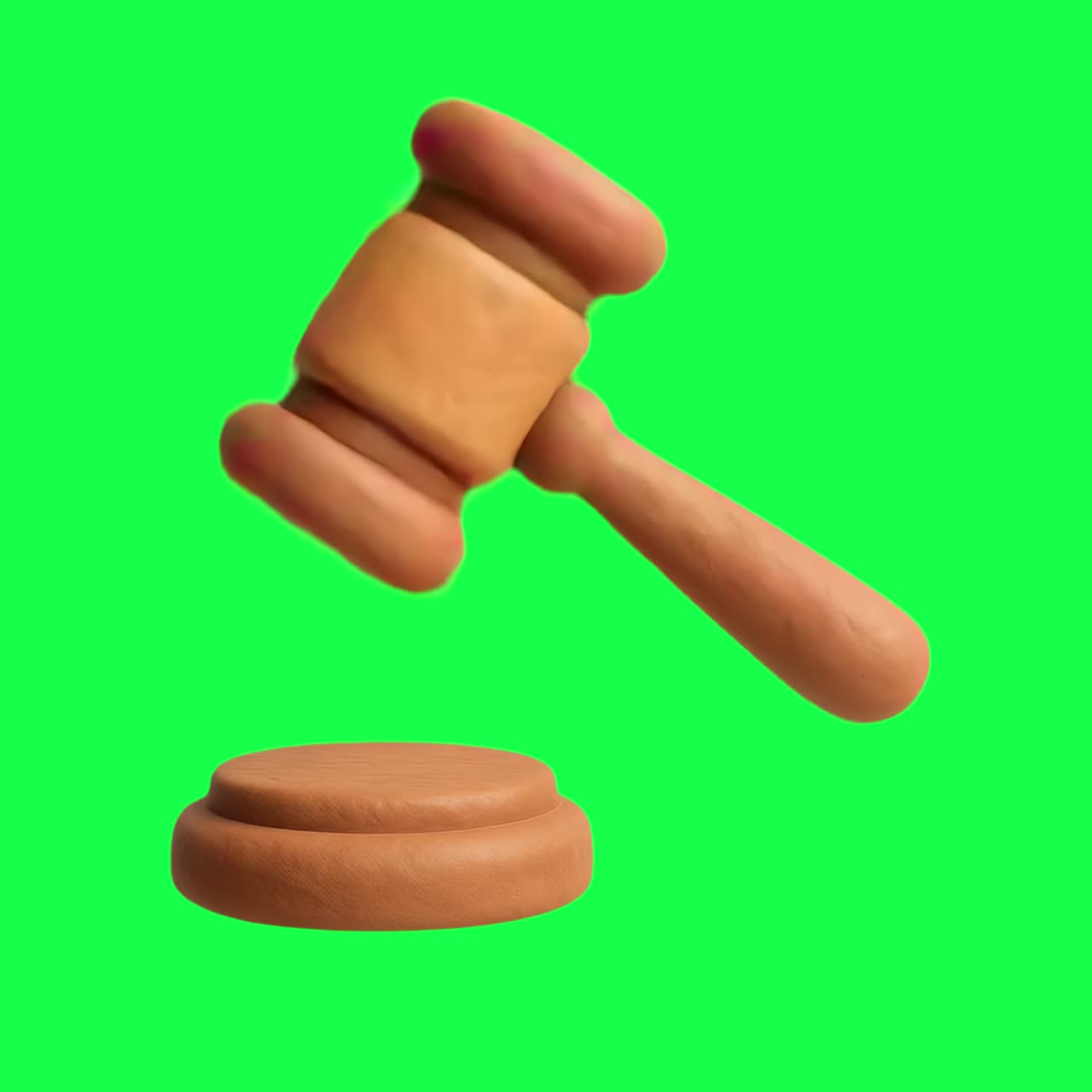 Wooden gavel animation, transparent 4K video, green screen