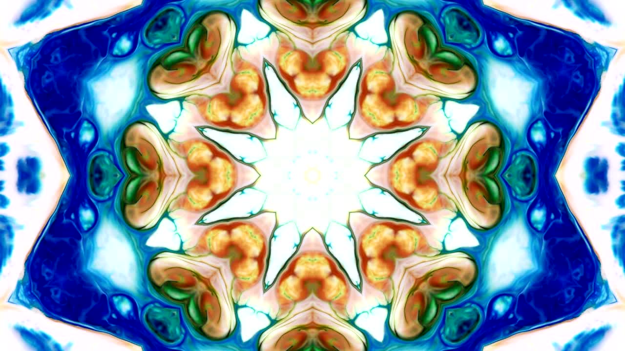 movimiento de caleidoscopio abstracto: círculos geométricos y formas de estrellas