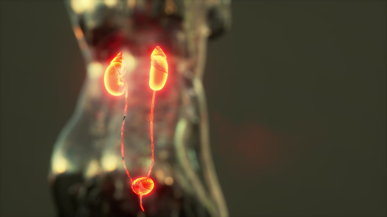 Kidney health care concept with transparent body