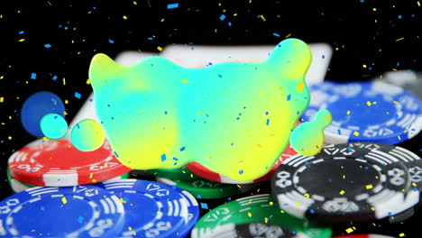 animation of blue and yellow blob over moving symbols on fruit machine