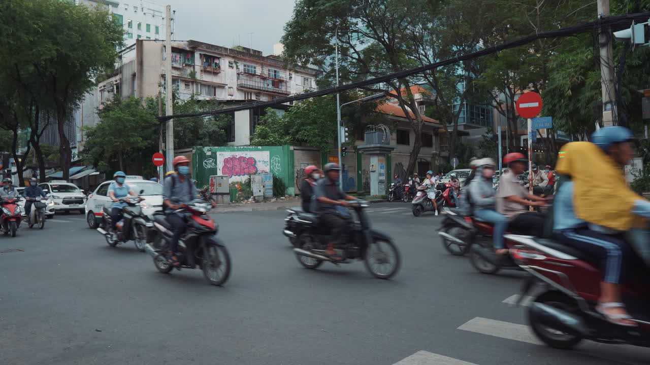 Busy City Street Scene in Ho Chi Minh City