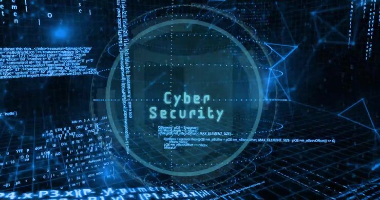 Rotating rings starting HUD formation, Cyber Security dimming, code streams falling to show network