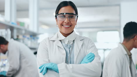 Science,-arms-crossed-and-medical-with-woman