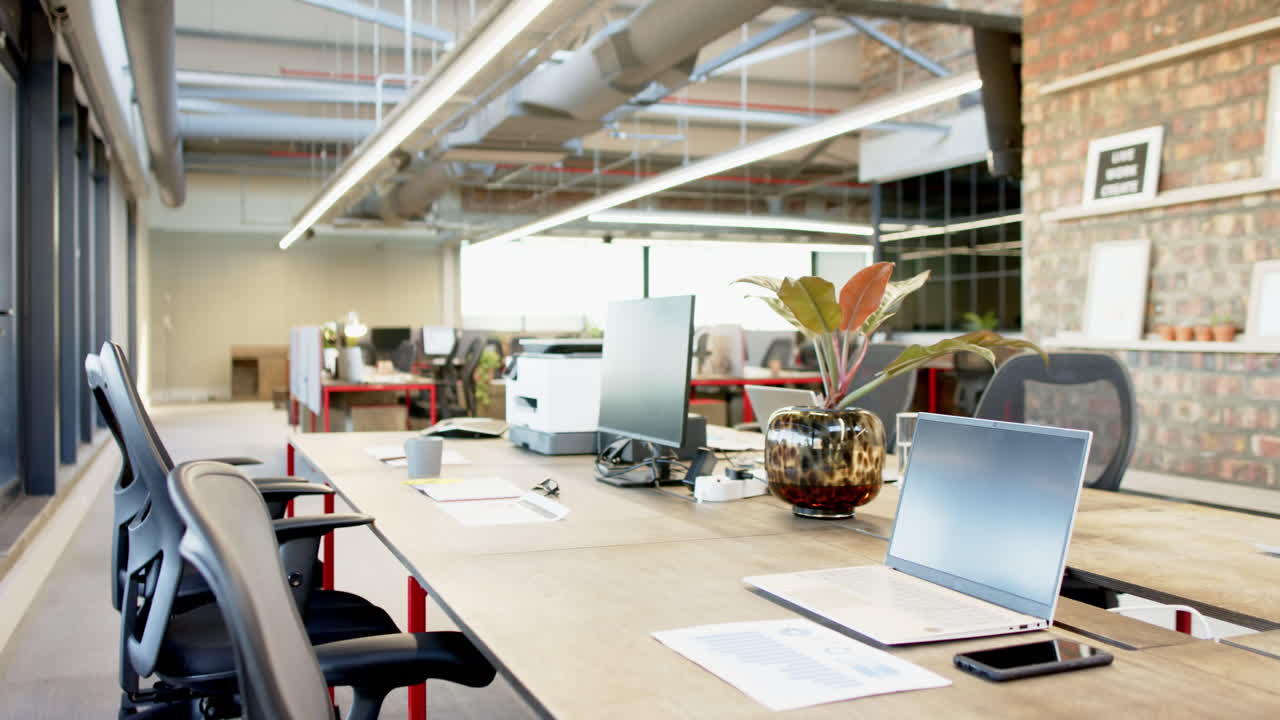 Modern office space with sleek desks and contemporary decor