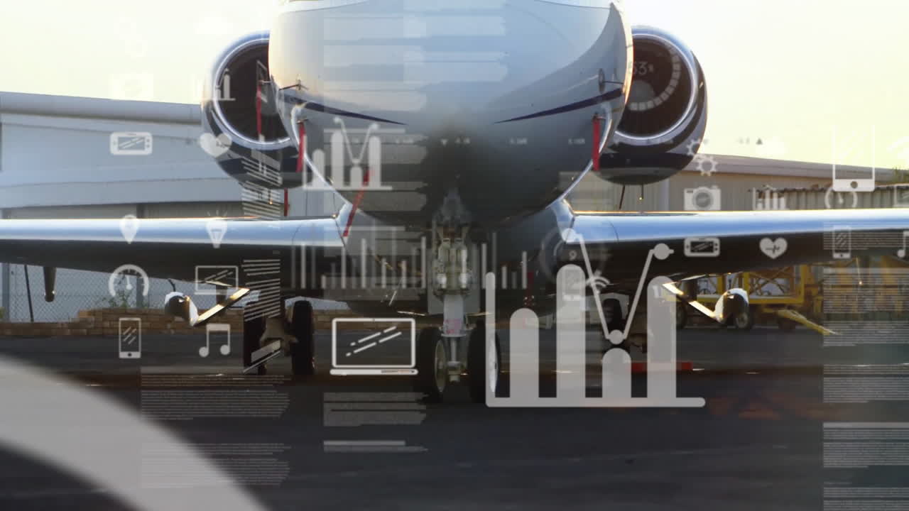 항공기에서 금융 데이터 처리의 애니메이션