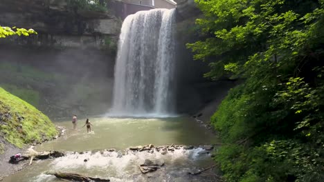 Exploring-a-waterfall-in-the-summer