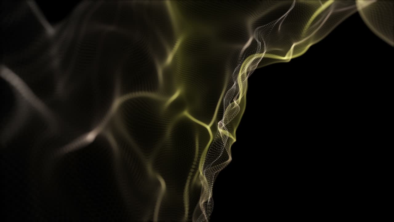 천천히 움직이는 입자 파동 물체와 함께 미래의 애니메이션, 4096x2304 루프 4k