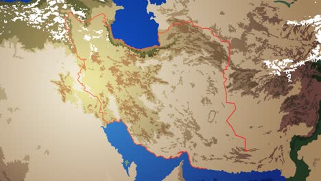 animated map transition from israel to iran