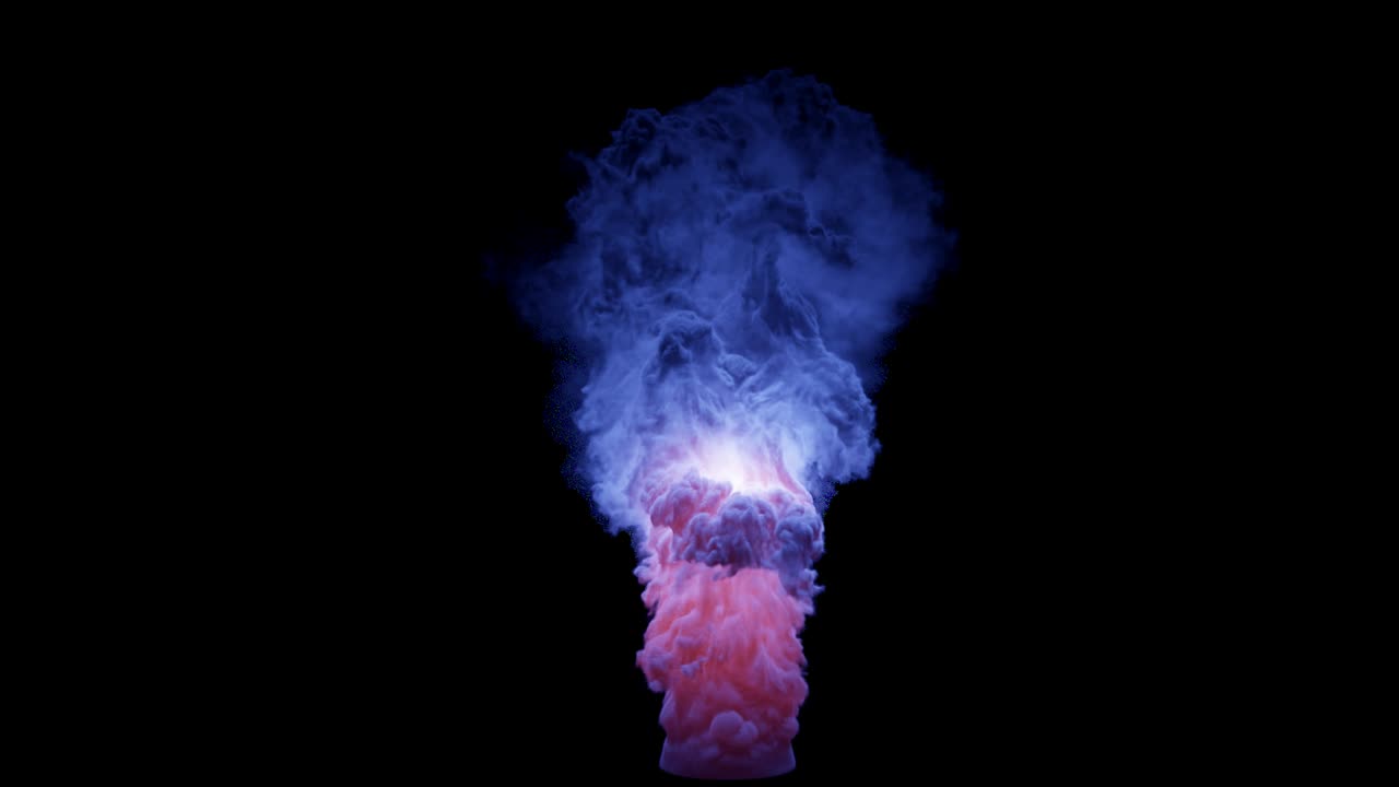 fumaça brilhante mágica multicolorida. efeito de animação abstrata de cor de fumaça giratória. animação com um canal alfa.