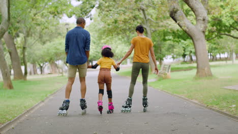 rear view of a carefree family having fun