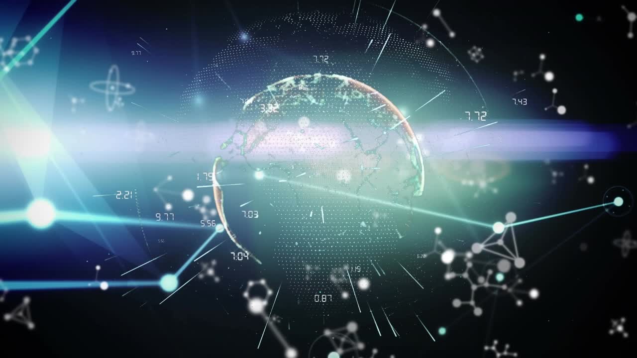 Animation of globe with numbers over black background