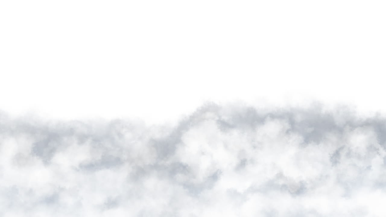 Naadloze loop zachte witte wolken bewegen voorwaarts op witte achtergrond minimale schone motion graphics