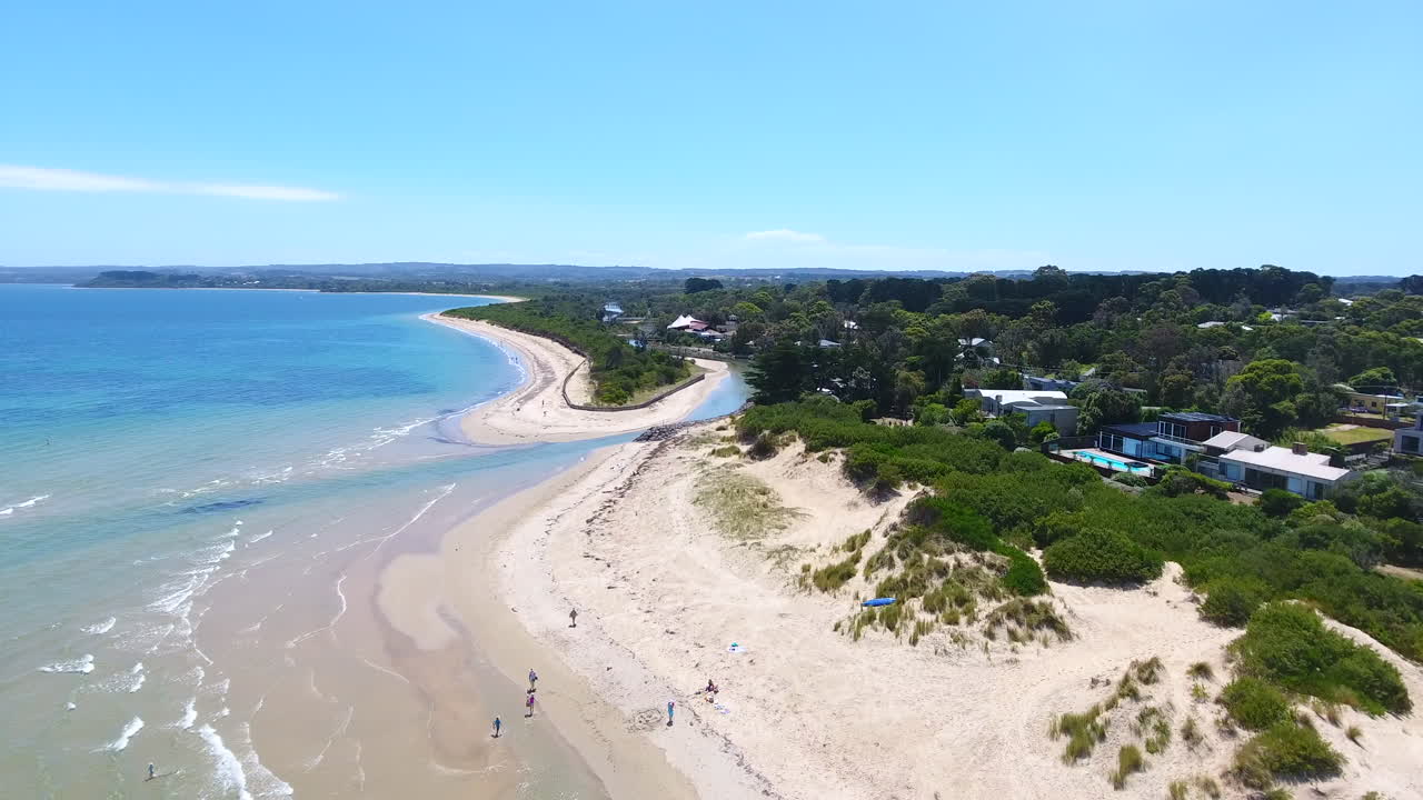 somers beach, victoria australia의 놀라운 공중 드론 샷
