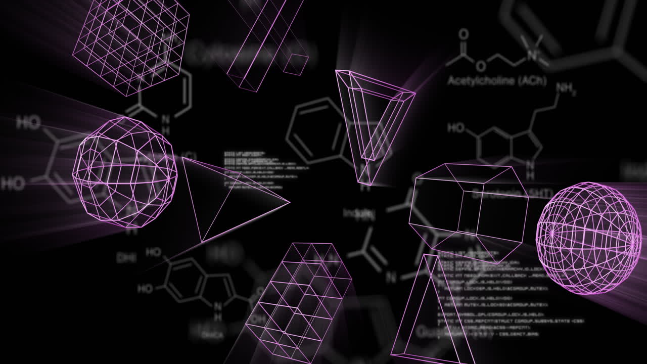 animación de formas 3d que se mueven sobre el procesamiento de datos científicos