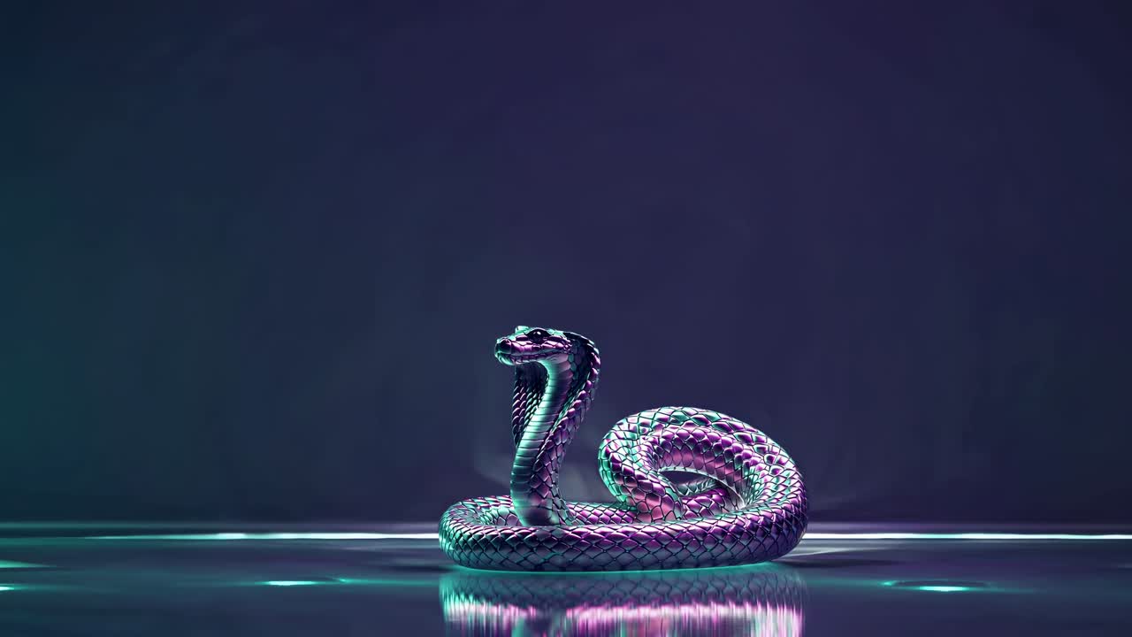 serpiente iridescente metálica en 3d
