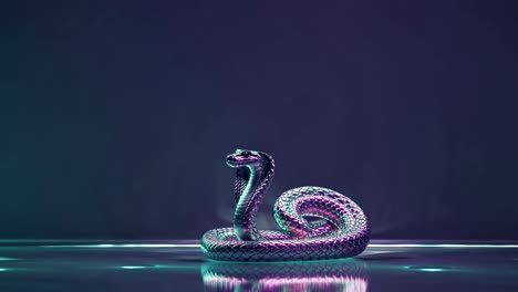 serpiente iridescente metálica en 3d