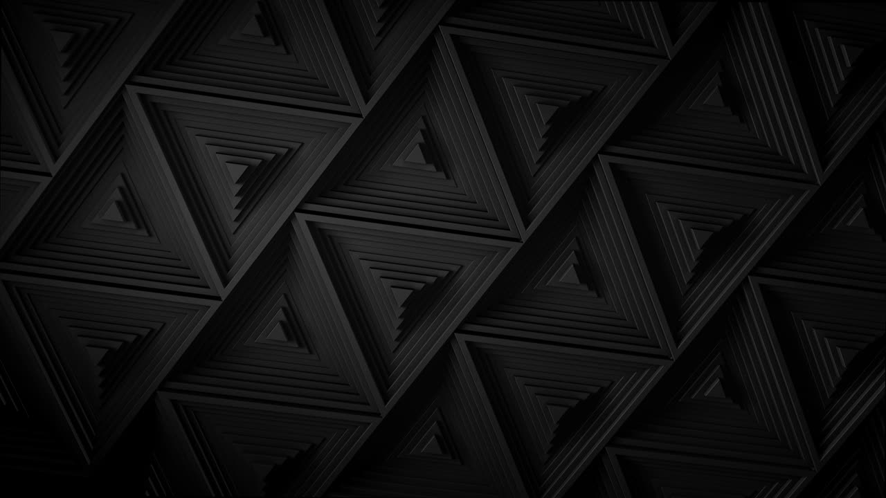 Black minimalism. A mosaic surface with moving black triangles. Abstract geometric background. Cells. Wave. Loop animation. 4K. 3d. Animation for a business presentation