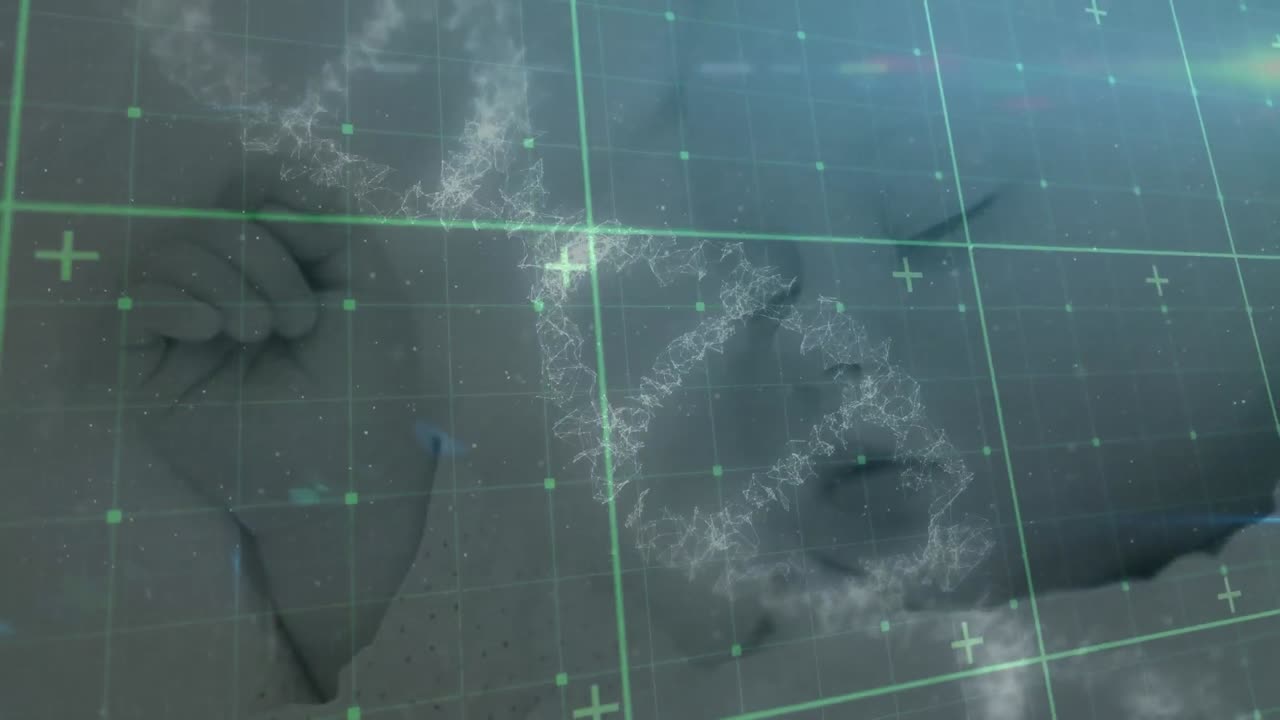 잠자는 백인 아기 위에 있는 dna 가닥의 애니메이션