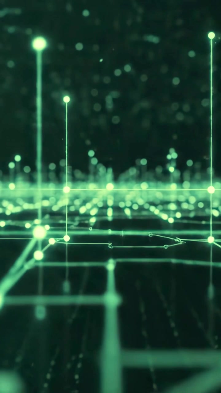 Abstract Digital Network with Glowing Green Connections