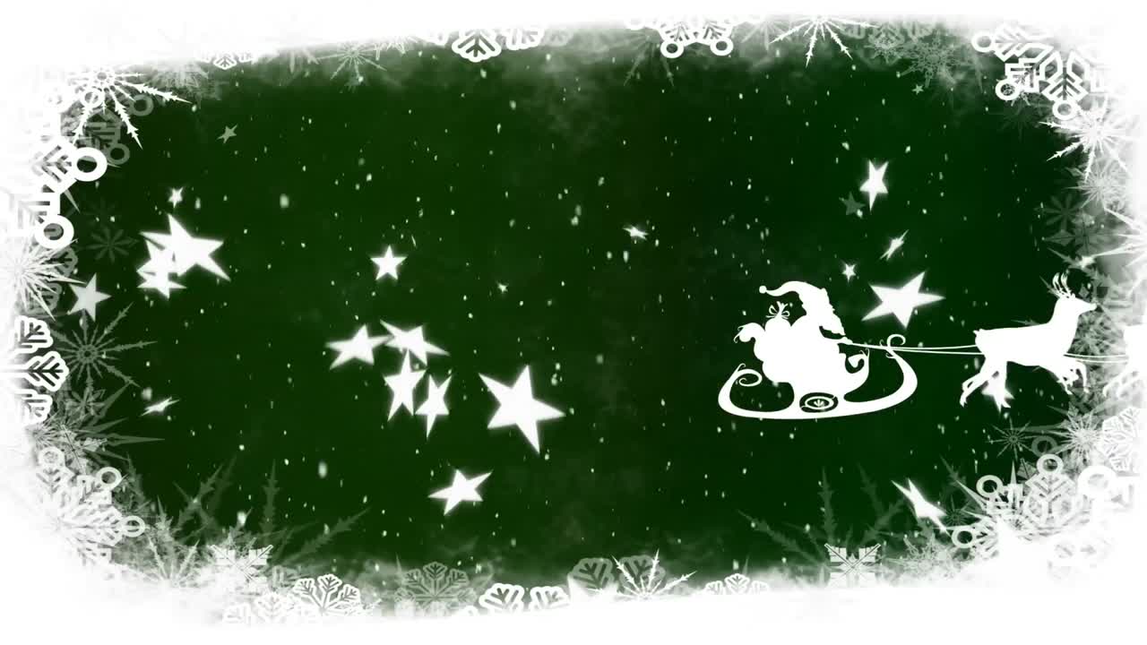 Padající sníh na zeleném pozadí