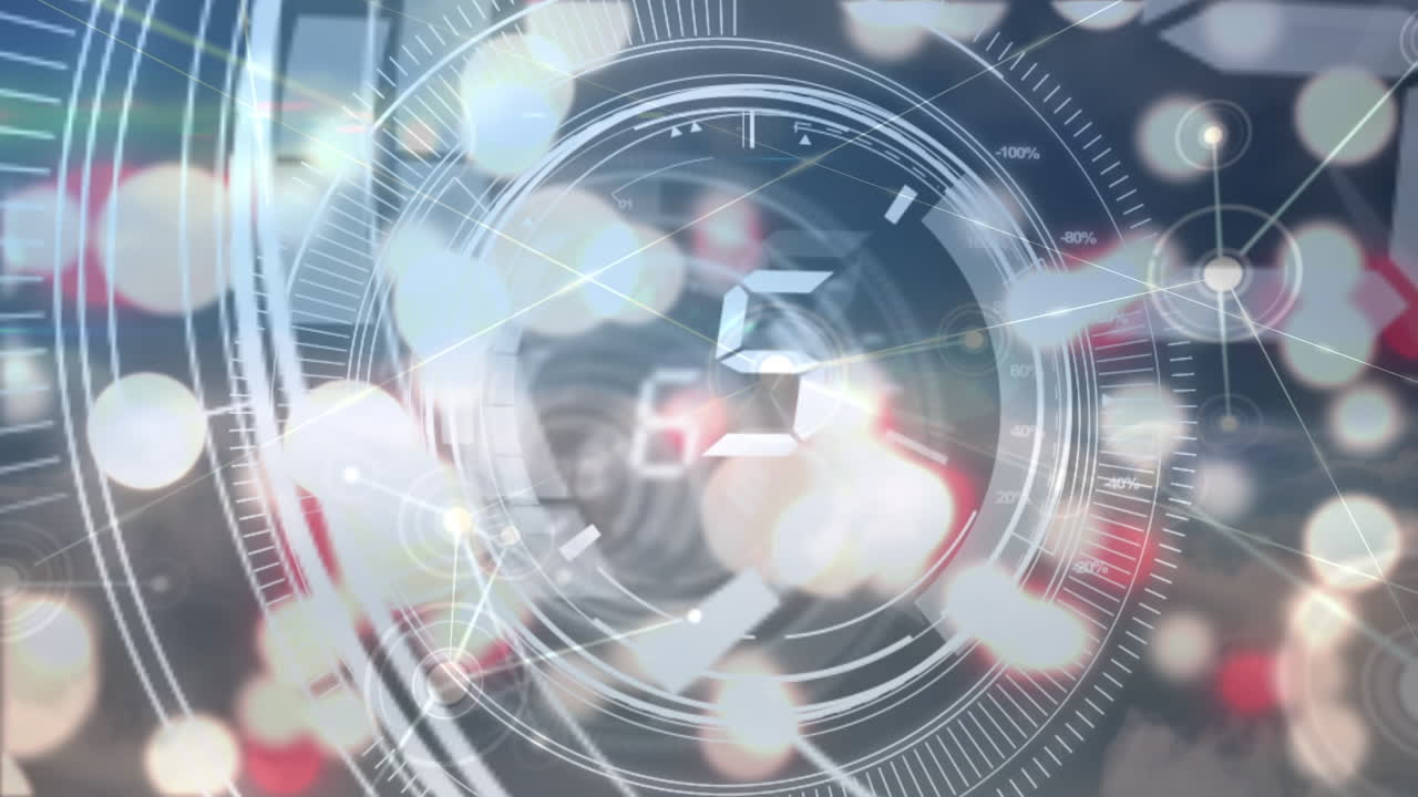 연결의 애니메이션과 bokeh와 함께 회색 배경에 계산