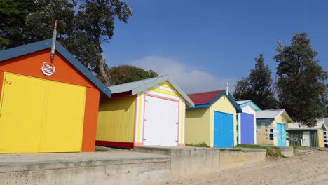 vibrant beach boxes along mornington peninsula shoreline